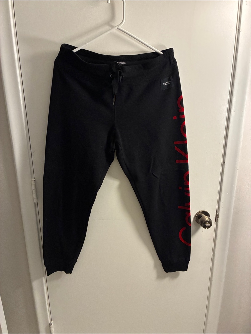 Calvin Klein Black Sweatpants with Red Side Logo